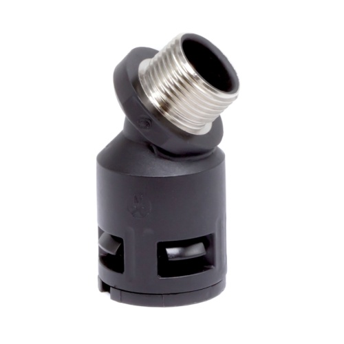 Муфта 45 грд. труба-коробка с металлической резьбой DN 17 мм, М20х1,5, полиамид, цвет черный | код PAV17M20N | DKC Муфта 45 грд. труба-коробка с металлической резьбой DN 17 мм, М20х1,5, полиамид, цвет черный | код PAV17M20N | DKC