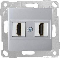 Rita - Розетка 2xHDMI, нерж. сталь | код 2200-458-0182 | Mutlusan