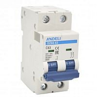 Автоматический выключатель DZ66-63/2P 25A 6kA х-ка D (ANDELI) | код ADL01-295 | ANDELI