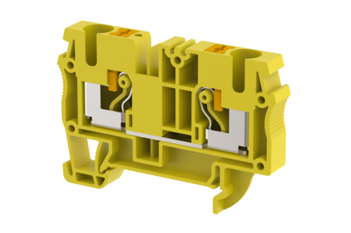 Клемма проходная PUSH-IN 6 мм2, на 2 подключения, желтая PQ6-YELLOW | код 3104010004 | Elmex