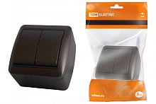 Выключатель 2-кл. открытой установки IP44 10А шоколад Селигер TDM | код SQ1818-0202 | TDM