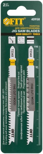 Полотна по дереву, HCS, шлифованные под свободным углом зубья, 116/91 мм, переменный шаг (T234X), 2 шт | код 40958 | FIT фото 3