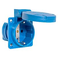 Розетка панельная 2P+PE, с заземлением, 16А, серый, ps-112-16-220 | код. ps-112-16-220 | EKF