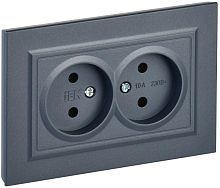 Розетка 2-м СП BRITE РС12-2-БрМ 10А в сборе без заземл. без защ. шторок маренго | код BR-R20-10-K35-F | IEK