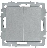 BRITE Выключатель 2-клавишный перекрестный 10А ВС10-2-3-БрА алюминий IEK | код BR-V23-0-10-K47 | IEK