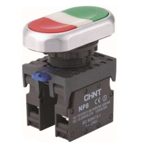 Кнопка двойная NP8-11S 1НО+1НЗ IP65 (R) | код 667178 | CHINT Кнопка двойная NP8-11S 1НО+1НЗ IP65 (R) | код 667178 | CHINT