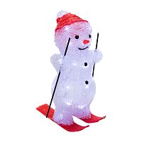 Акриловая светодиодная фигура Снеговик на лыжах 16х20х29 см, 30 светодиодов, батарейки 3хАА (не входят в комплект) NEON-NIGHT | код 513-325 | NEON-NIGHT