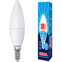 Лампа светодиодная LED-C37-11W/NW/E14/FR/NR Форма свеча, матовая. Серия Norma. Белый свет (4000K). Картон. ТМ Volpe | код UL-00003811 | Uniel