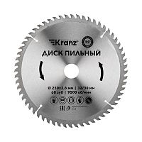 Диск пильный 250 мм х 60 зуб х 32/30 мм Kranz | код KR-92-0129 | KRANZ