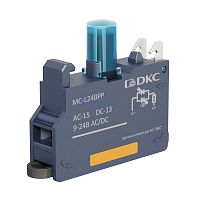 Контактный блок с клеммным безвинтовым зажимом со светодиодом на 9-24В, синий | код MC-L24BPP | DKC