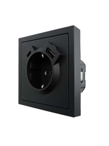 ZIMA Розетка с/з TC + USB разъем черный бархат LEZARD | код 704-4288-181TC | LEZARD ZIMA Розетка с/з TC + USB разъем черный бархат LEZARD | код 704-4288-181TC | LEZARD