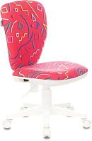 Кресло детское Бюрократ KD-W10 малиновый Sticks 05 крестов. пластик пластик белый | код 1623149 | БЮРОКРАТ