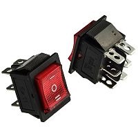 Клавишный переключатель RUICHI KCD4-203N-C6-R/6P, ON-OFF-ON | код 107338 | Ruichi