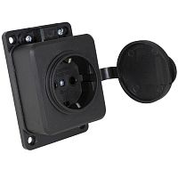 Розетка разборная влагозащищенная электрическая RUICHI РТ-020 с защитной крышкой, 16 А, 250 В, IP54, каучук, крепление на стену, черная | код 115560 | Ruichi