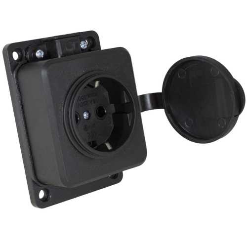 Розетка разборная влагозащищенная электрическая RUICHI РТ-020 с защитной крышкой, 16 А, 250 В, IP54, каучук, крепление на стену, черная | код 115560 | Ruichi Розетка разборная влагозащищенная электрическая RUICHI РТ-020 с защитной крышкой, 16 А, 250 В, IP54, каучук, крепление на стену, черная | код 115560 | Ruichi