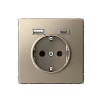 ARTGALLERY РОЗЕТКА 16А с 2 USB A+C, 5В/2,4А/3,0А, 2х5В/1,5А, механизм, ШАМПАНЬ | код GAL000532 | Systeme Electric