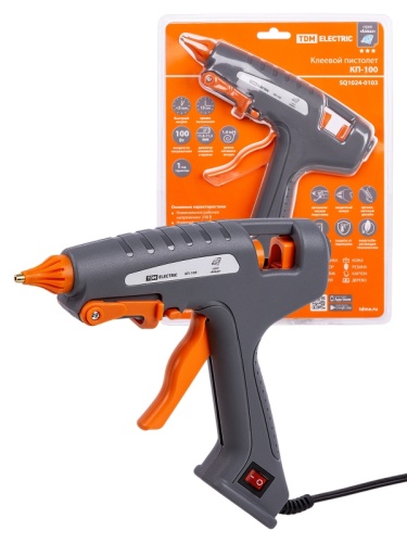 Клеевой пистолет КП-100, 11,3 мм, подставка, выключатель, шнур 1,5 м, 100 Вт, Т=220 С Алмаз TDM | код SQ1024-0103 | TDM