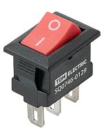 KCD11-102 250В AC/DC, 1P, 3А, (3с), ON-ON, черный корпус, красная клавиша, Micro TDM | код SQ0746-0129 | TDM