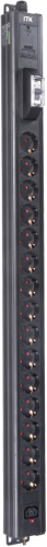 ITK BASE PDU PV1111 22U 1ф 16А 15SCHUKO 1C13 2,6м SCHUKO | код BS-PV12-15D-01C13-11 | ITK by IEK