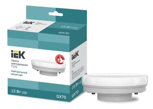 Лампа светодиодная T110 таблетка 15Вт 230В 4000К GX70 | код LLE-T110-15-230-40-GX70 | IEK