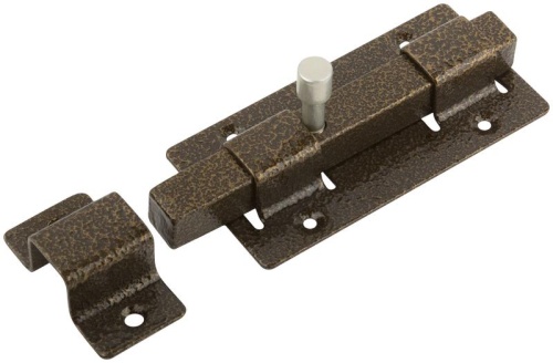 Задвижка накладная усиленная для дверей квадратный ригель бронза 66694 Задвижка накладная усиленная для дверей квадратный ригель бронза 66694