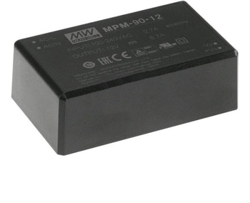 Источник питания AC-DC, 90Вт, вход 80…264В AC, 47…63Гц / 113…370В DC, выход 24В/3750мА, КПД 93%, ток утечки <100мкА/264В AC, изоляция 4000В AC, в корпусе 87х52х29.5мм, -30…+80С | код MPM-90-24 | MeanWell