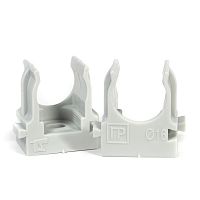 Крепеж-клипса для труб для прямого монтажа серая в гофроящике d16 мм (1400шт/кор) Промрукав | код PR13.0452 | ПРОМРУКАВ