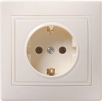 Розетка КВАРТА, скрытый монтаж, с заземлением, кремовый | код. ERK14-K33-16-DM | IEK