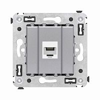 Телефонная розетка RJ-12 без шторки в стену одинарная, Avanti, Закаленная сталь | код 4404613 | DKC