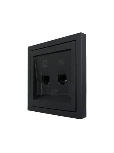 ZIMA Розетка компьютер+телефон черный бархат с модулем Cat 6 LEZARD | код 704-4288-144 | LEZARD