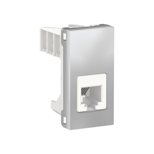 UNICA MODULAR розетка телефонная, RJ12, одиночная, 1 модуль, алюминий | код NU349130 | Systeme Electric