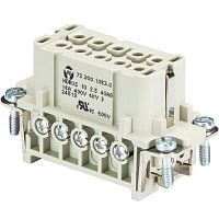 Розеточная контактная вставка REVOS HD, Size 10/15, винтовая фиксация, 10 полюса + РЕ, 250 V, 10 А, материал контактов: медный сплав, тип покрытия контактов: серебро | код 73.300.1053.0 | Wieland