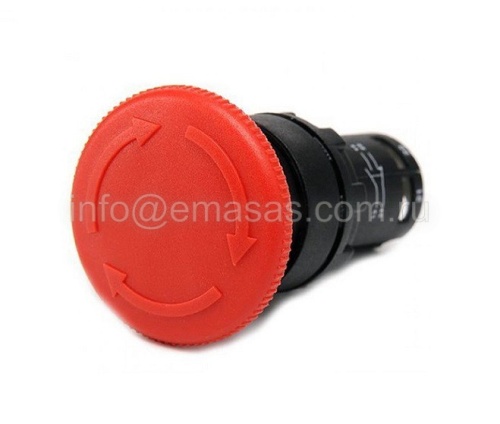 Кнопка моноблочная аварийная с фиксацией (1НО+1НЗ), MB102E | код MB102E | EMAS