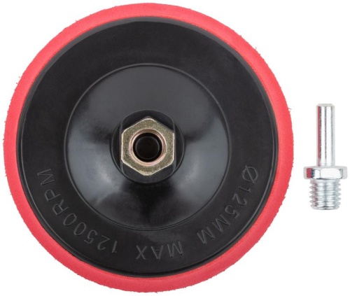 Диск шлифовальный с липучкой, гайка М14 + переходник для дрели, 125x10 мм | код 39623 | FIT