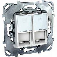 Розетка компьютерная 2xRJ45 Cat.6 UNICA, белый | код. MGU5.2424.18ZD | Schneider Electric
