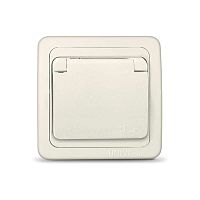 Розетка Валери с заземлением с крышкой слоновая кость | код Б-В0029 | Universal