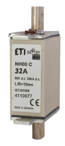 Предохранитель NH-000 Battery 32A 80V DC | код 004110077 | ETI Предохранитель NH-000 Battery 32A 80V DC | код 004110077 | ETI