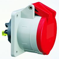 Розетка панельная прямая 32A 5p 400V 6h IP44 фланец 70 x 70 x 4 QC | код 13896| Bals