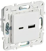 SKANDY Роз. USB A+C 18Вт SK-R13W арк. бел. IEK | код SK-U22-018-K01 | IEK