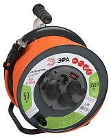 Удлинитель силовой RMx-4es-3x2.5-50m-IP44 на метал. катушке с заземлением с выключателем 4 розетки 50м ПВС | код. Б0052922 | Эра