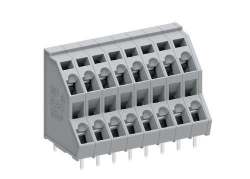 257204 Клемма MCS 2-уровневая, угловая, шаг 5.0мм, 4 конт., сер., шт | код 257204 | SUPU