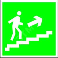 Знак безопасности BL-3015B.E15''''Напр. к эвакуац. выходу по лестн. вверх (прав.)'''''' | код BL-3015B.E15 | Белый свет