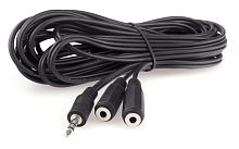 Кабель разветвитель аудио сигнала Cablexpert CCA-415, джек3.5 папа->2х джек3.5 мама, 5м, черный | код CCA-415 | Cablexpert