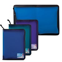 Папка на молнии пластиковая BRAUBERG Income, А4, 325х230 мм, тонированная, 3 цвета ассорти, 224055 | код 224055 | BRAUBERG