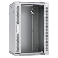 Cabeus SH-05F-18U60/60 Шкаф телекоммуникационный настенный 19 18U 600x600x901mm (ШхГхВ) дверь стекло, цвет серый (RAL 7035) | код 7067c | Cabeus