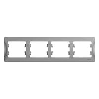 Рамка 4 поста GLOSSA, горизонтальная, алюминий | код. GSL000304 | Schneider Electric