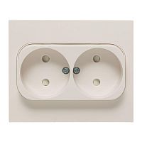 Стокгольм Розетка 2-местная б/з 10А белая с защ, штор, PROxima | код EXR10-102-10 | EKF