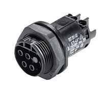 Розеточный разъем в панель, М25, IP68(69k), 4 полюса, винтовая фиксация провода, номинальные характеристики: 250/400V, 20A, цвет: черный, серия RST Classic | код 96.041.5053.1 | Wieland