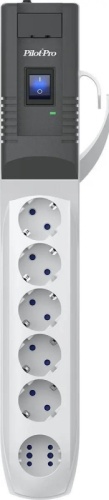 Сетевой фильтр Pilot Pro USB 3м (6 розеток) серый (коробка) | код 1984456 | PILOT