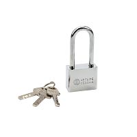 Замок навесной серия Сталь 40 мм длинная дужка ЧЕТЫРЕ СЕЗОНА | код 79-0044 | ЧЕТЫРЕ СЕЗОНА